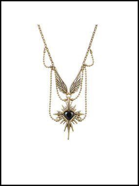 Gothic Layered Chain Necklace Stainless Steel Starburst Wings Pendant Punk